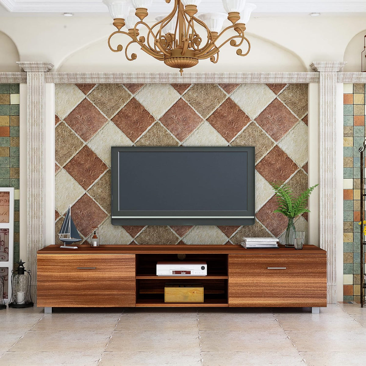 Modern Farmhouse Sliding Barn Door TV Stand up to 60 Inches G51033