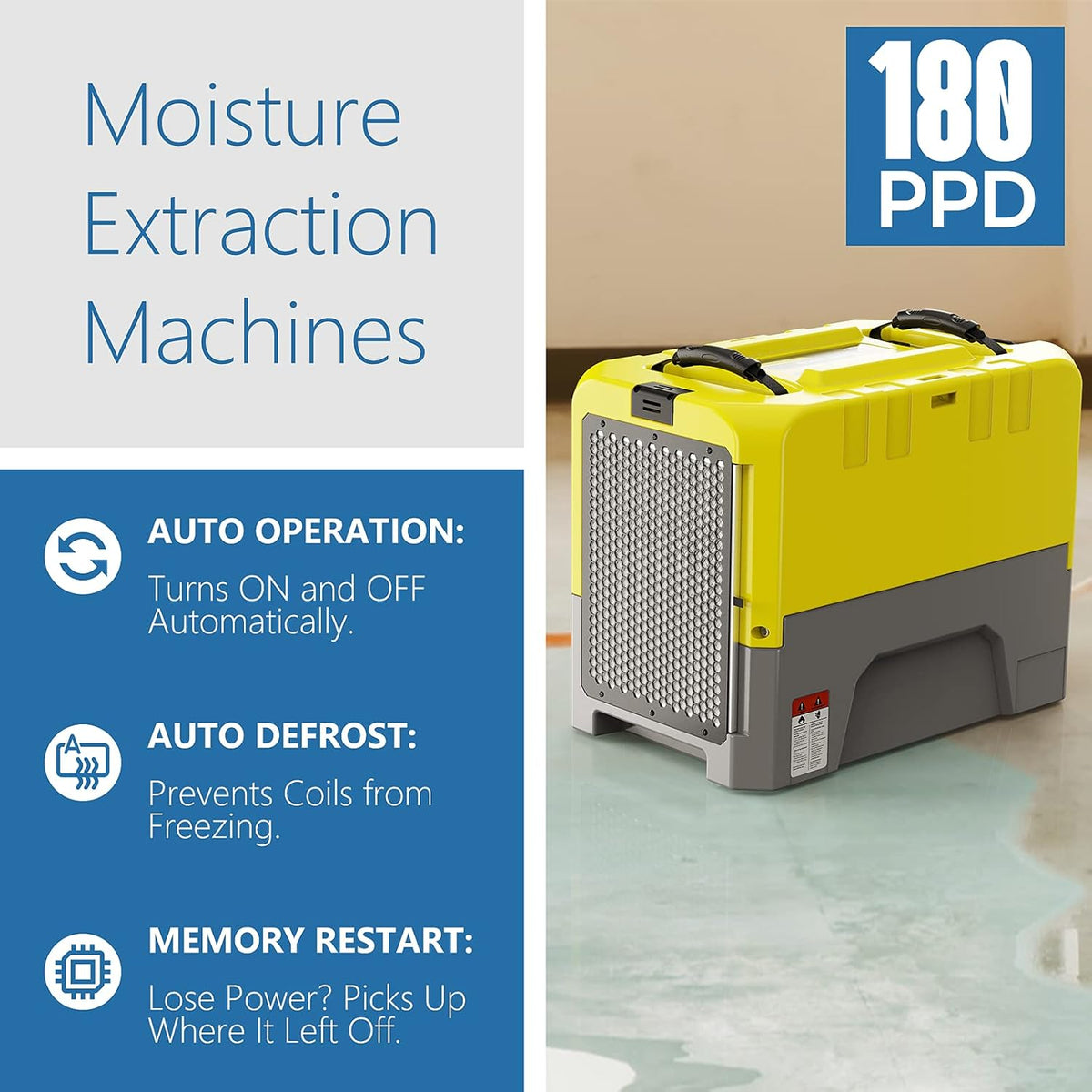 180 PPD Commercial Dehumidifier with Pump Drain Hose A48719