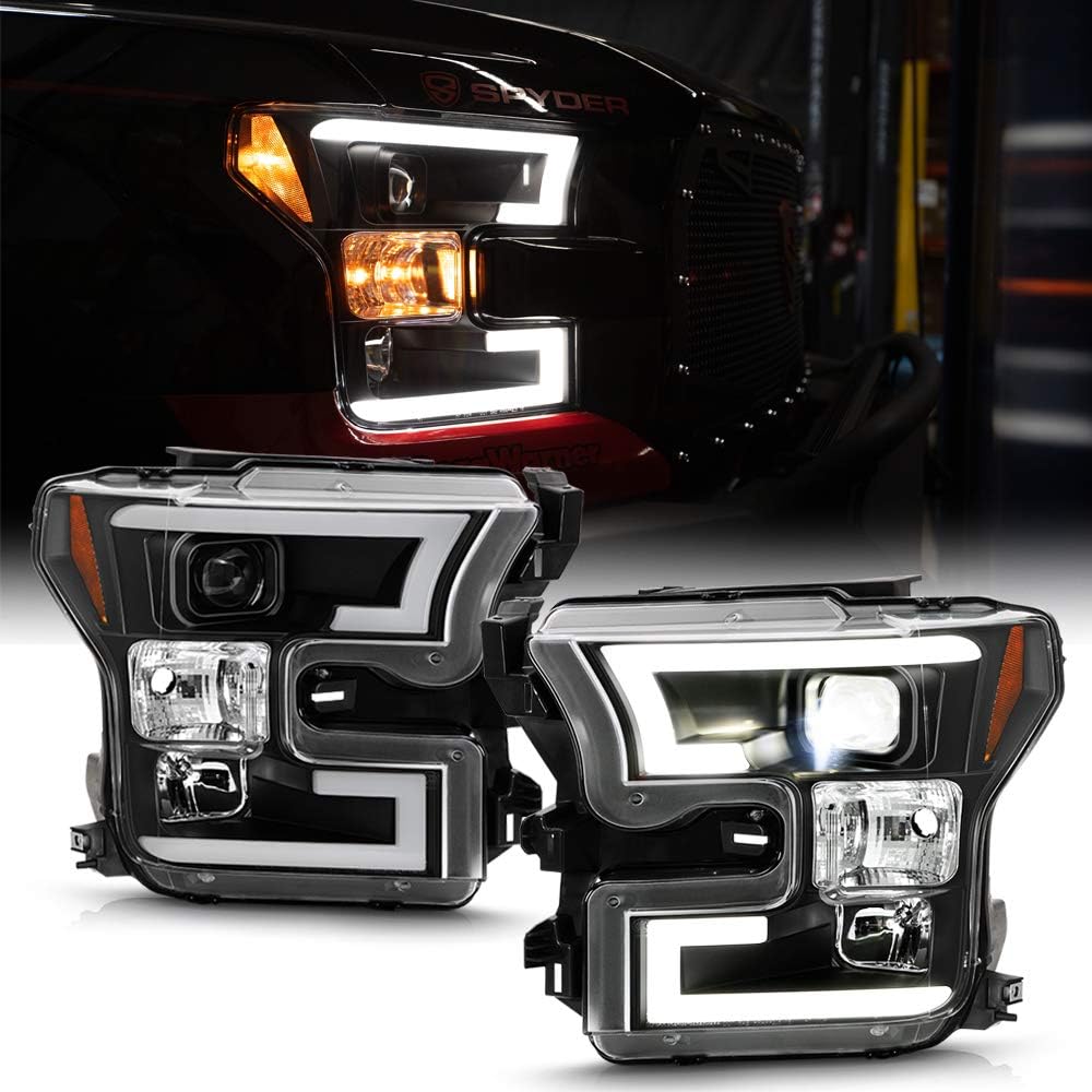 For 2015-2017 Ford F150 Black LED Projector Headlights Assembly C643
