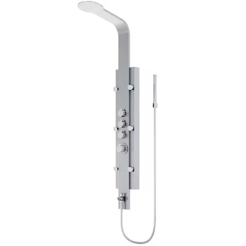6-Jet Shower Panel System with Rainhead and Hand Shower Wand in Stainless Steel U596