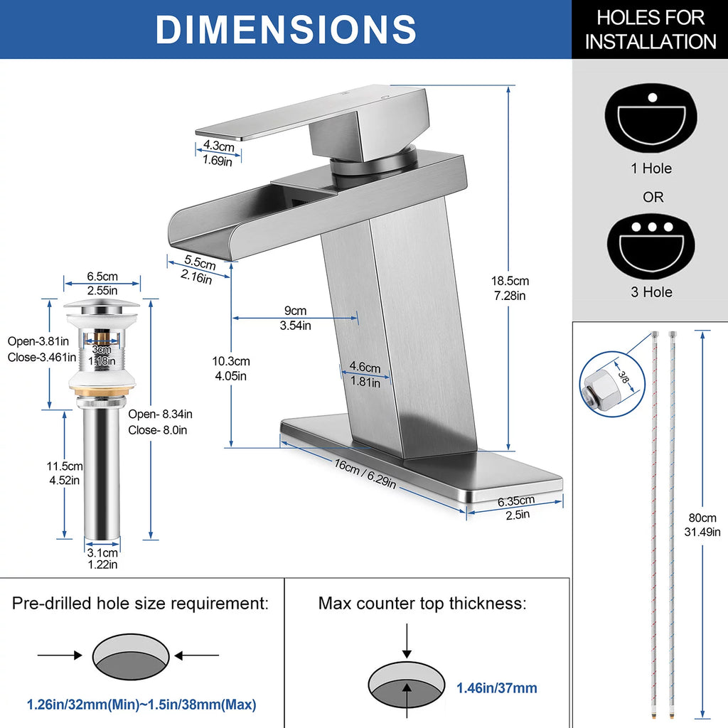 Modern Waterfall Spout Bathroom Sink Faucet J7908
