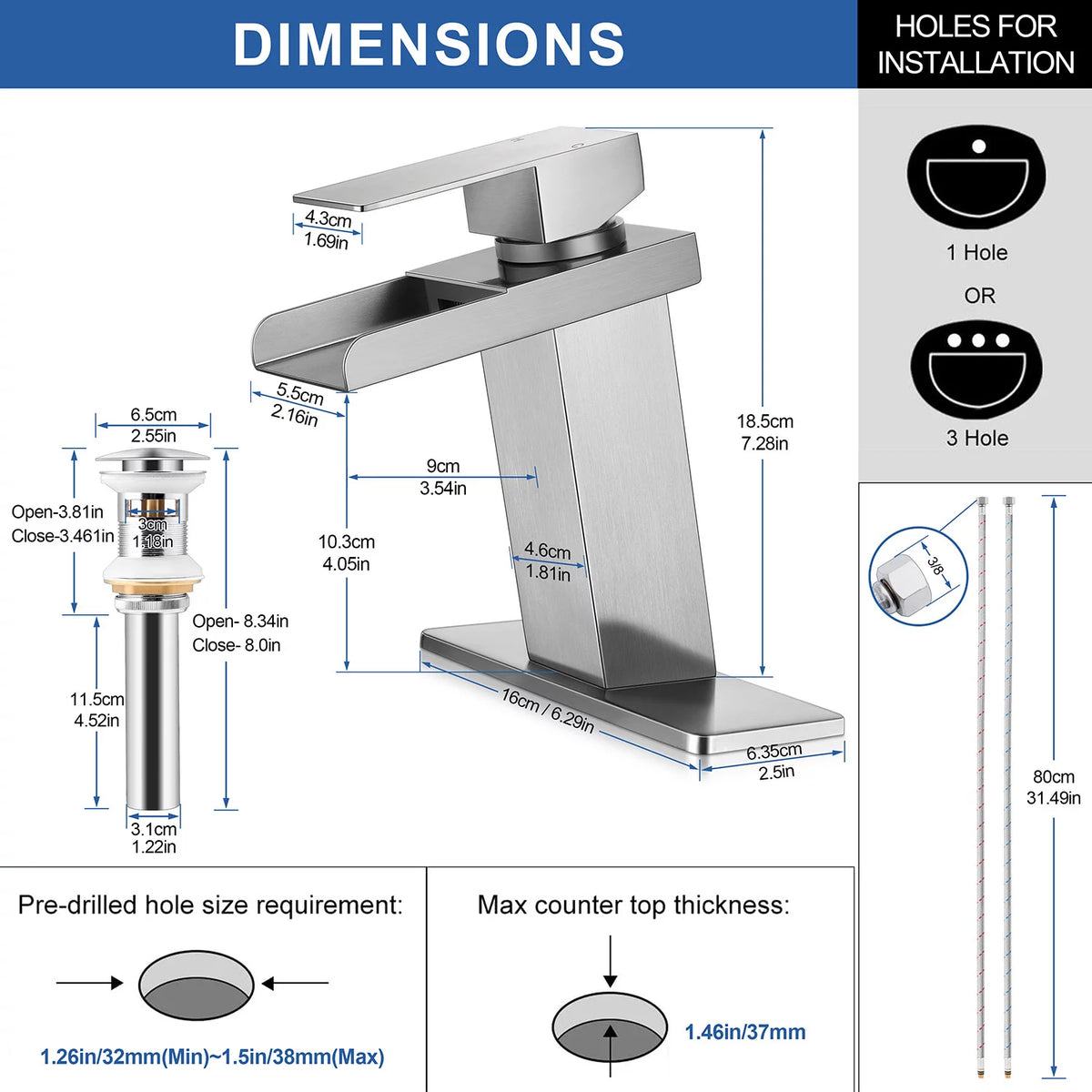Modern Waterfall Spout Bathroom Sink Faucet J7908