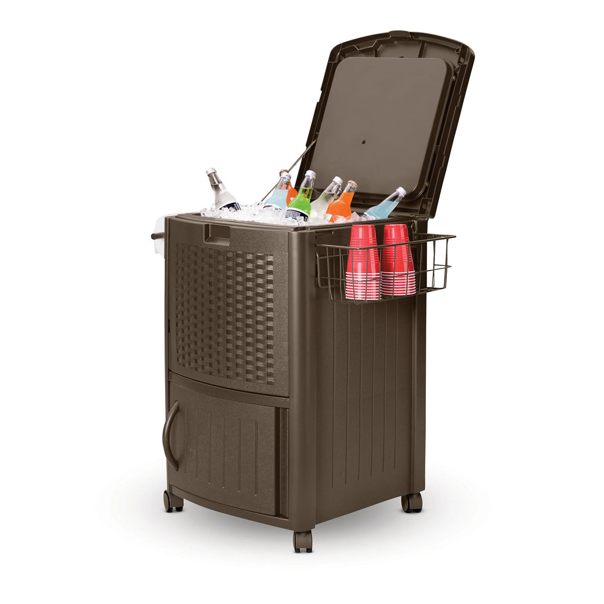 77 Quart Resin Wicker Patio Cooler with Cabinet K4830