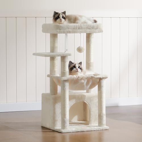 Light Gray Cat Tree with Cat Basket and Scratching Posts R76596
