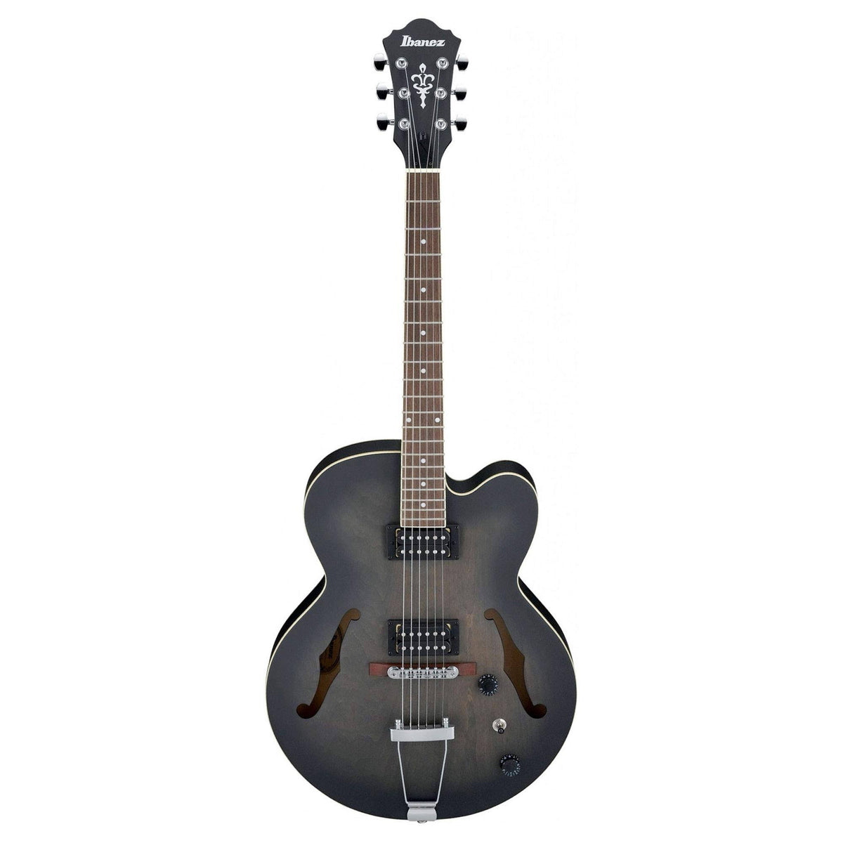 Transparent Black Flat Hollowbody Electric Guitar Y8240