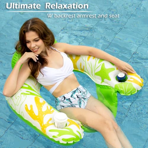 Inflatable Pool Float Chair 2 Pack with Cup Holders G85400