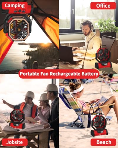 Battery Operated Portable Oscillating Fan with LED Lantern Light 20000mAh Rechargeable X9913