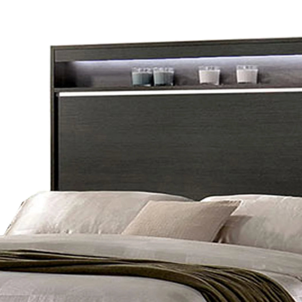 Queen Size Gray Wooden Platform Bed U915