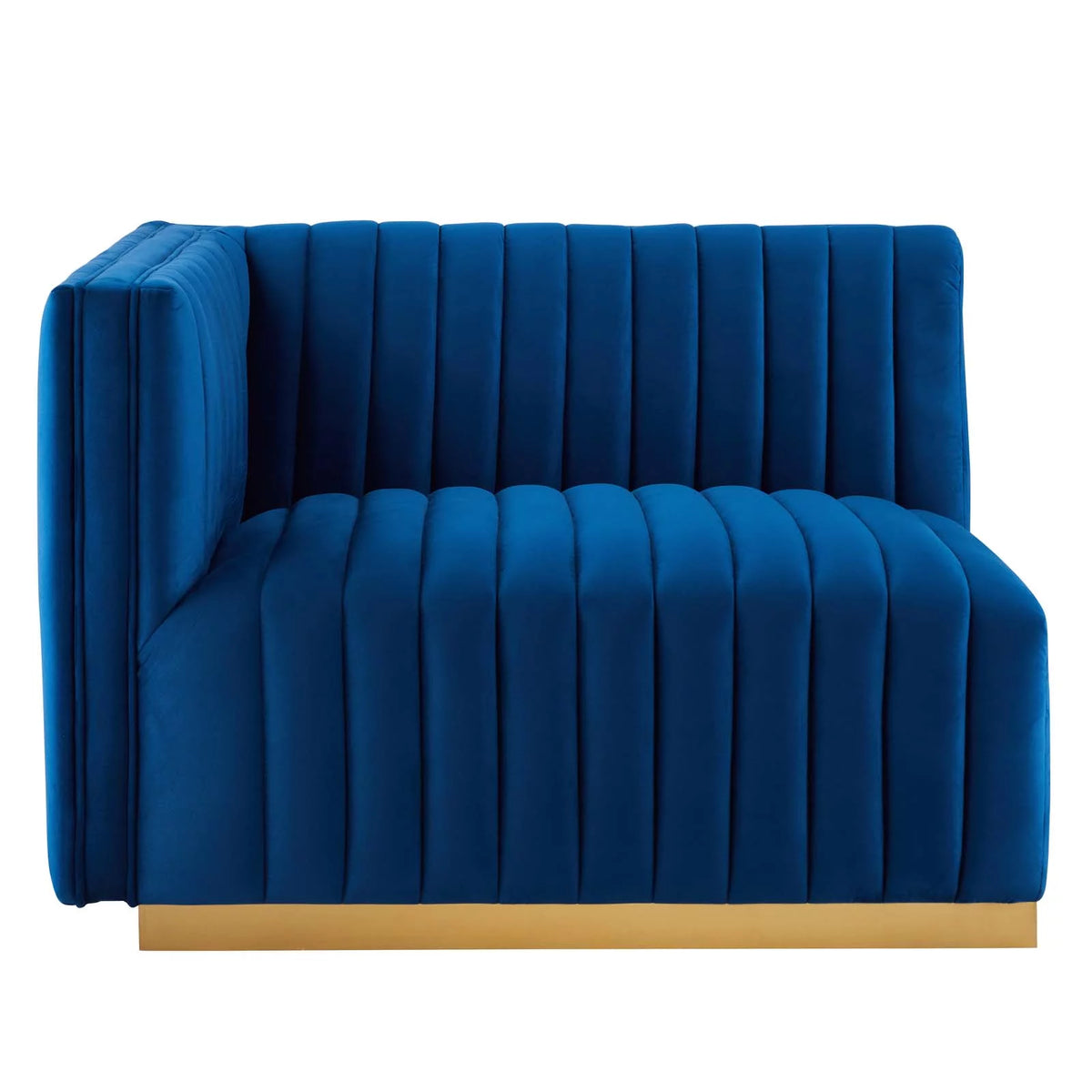 Gold Navy Velvet 4-Piece Sectional L14725