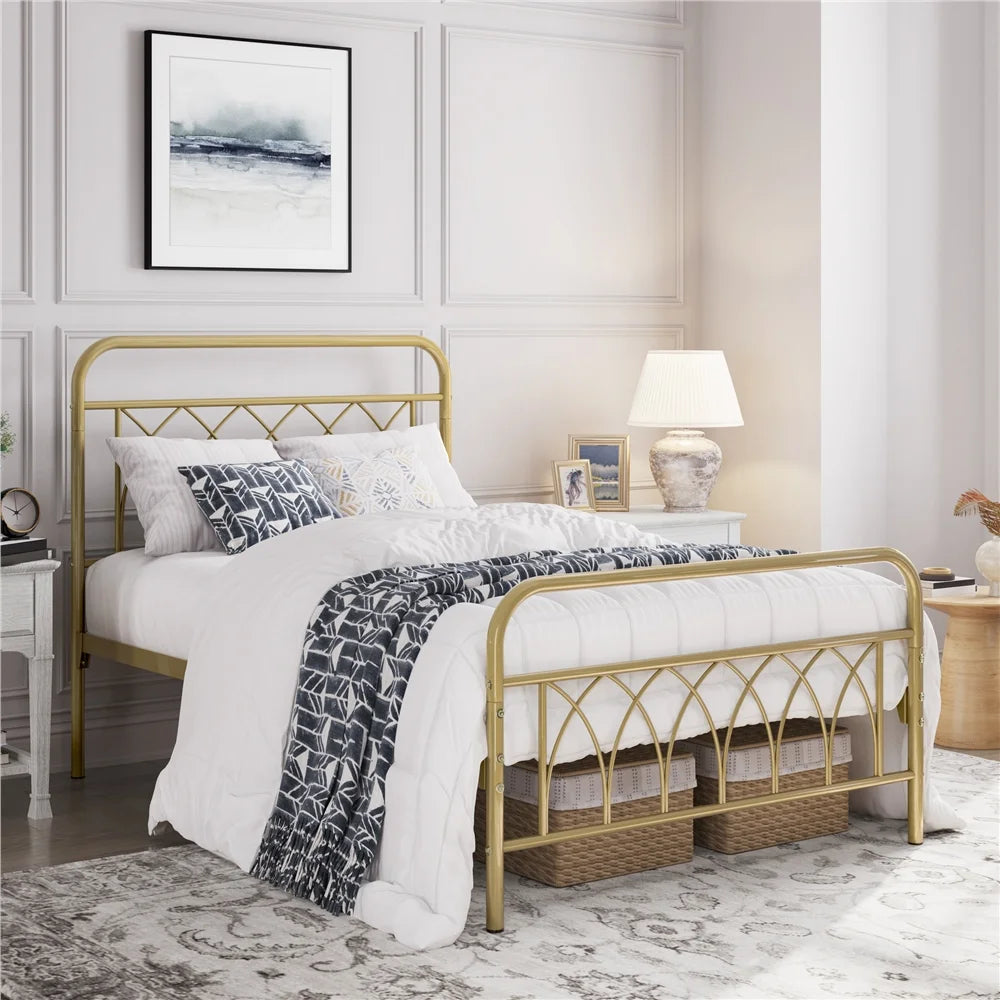 Metal Platform Bed Frame with Headboard and Footboard, Twin B768637
