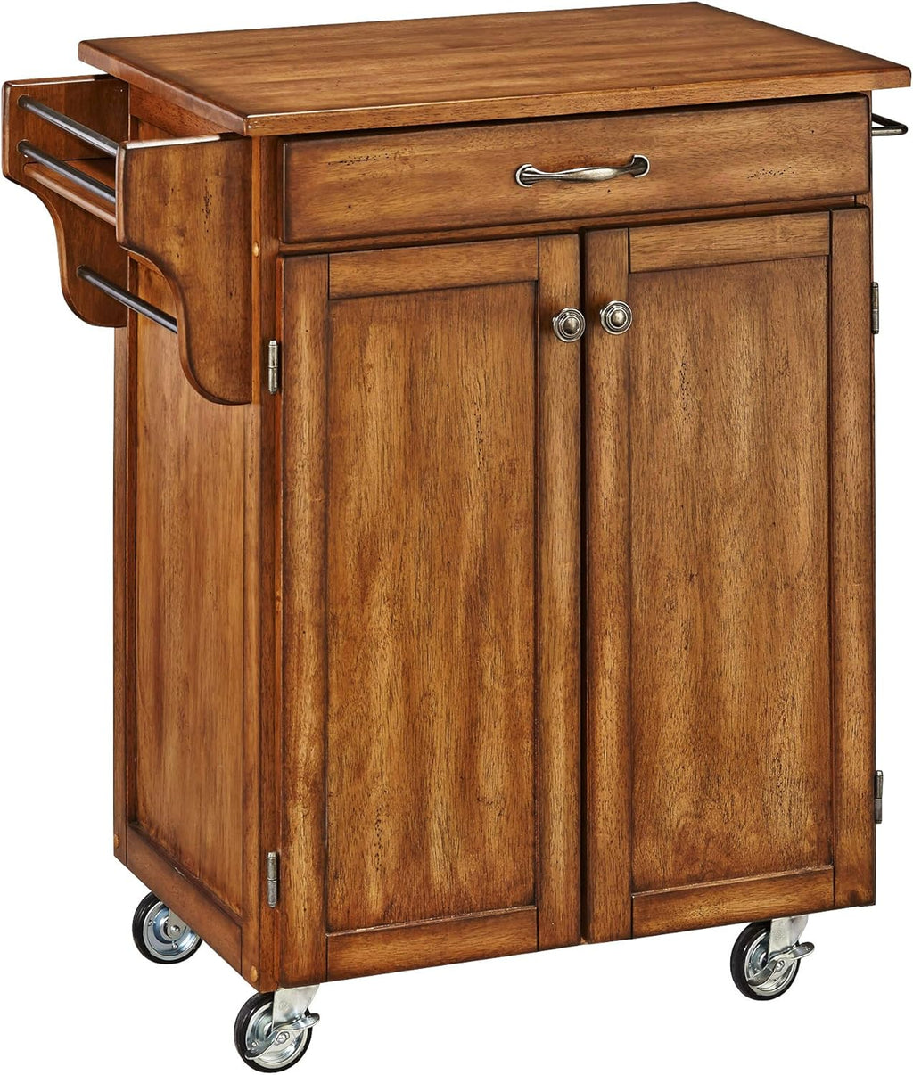 Cherry 2 Door Kitchen Cart with Oak Top V220832