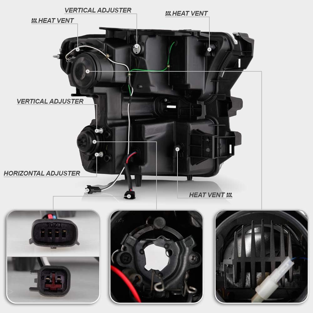 For 2015-2017 Ford F150 Black LED Projector Headlights Assembly C643
