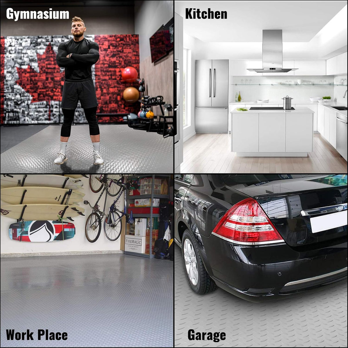 4.9x19ft Anti-Slide Diamond Texture Vinyl Garage Floor Mat V82657