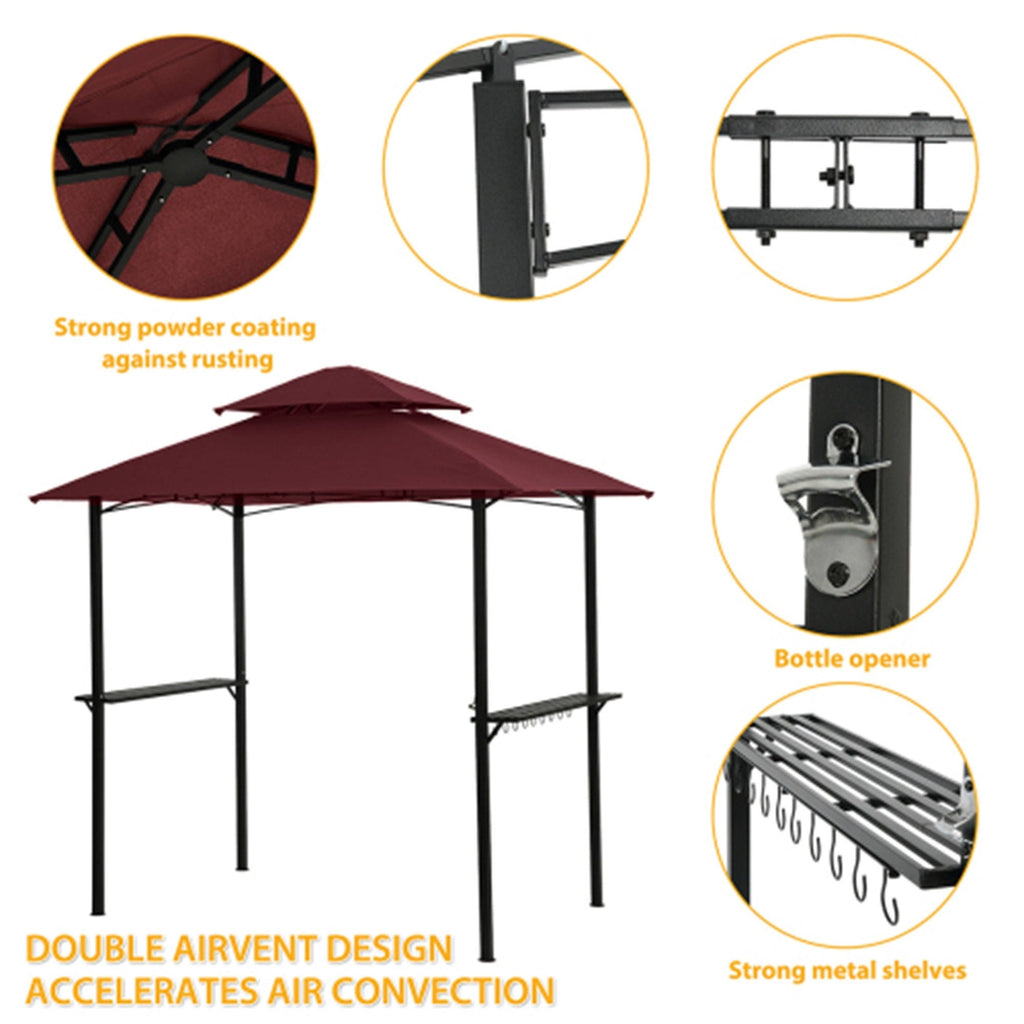 Outdoor Grill Gazebo 8 x 5 ft Double Tier Canopy U939