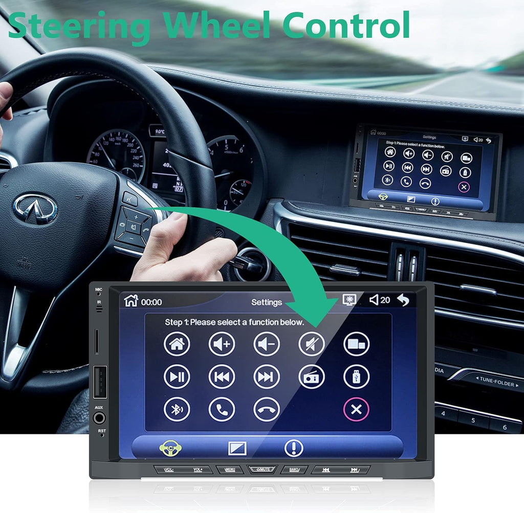 Double Din Car Stereo with 7” Touchscreen and Backup Camera S921026