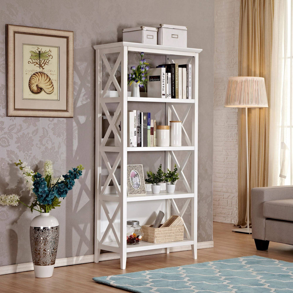 Walnut 4-Tier Wood Bookcase F863