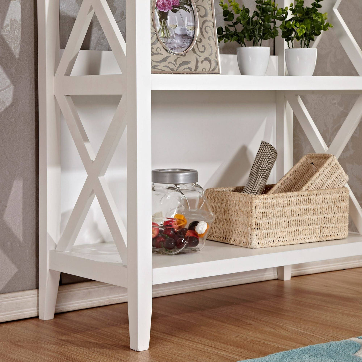 Walnut 4-Tier Wood Bookcase F863