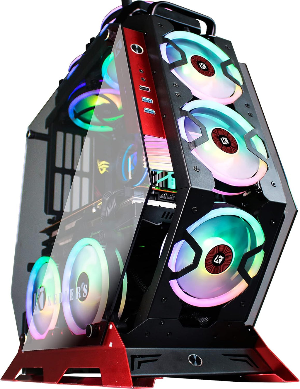 ATX Tower Tempered Glass Gaming Computer Case with 7 RGB Fans A2040
