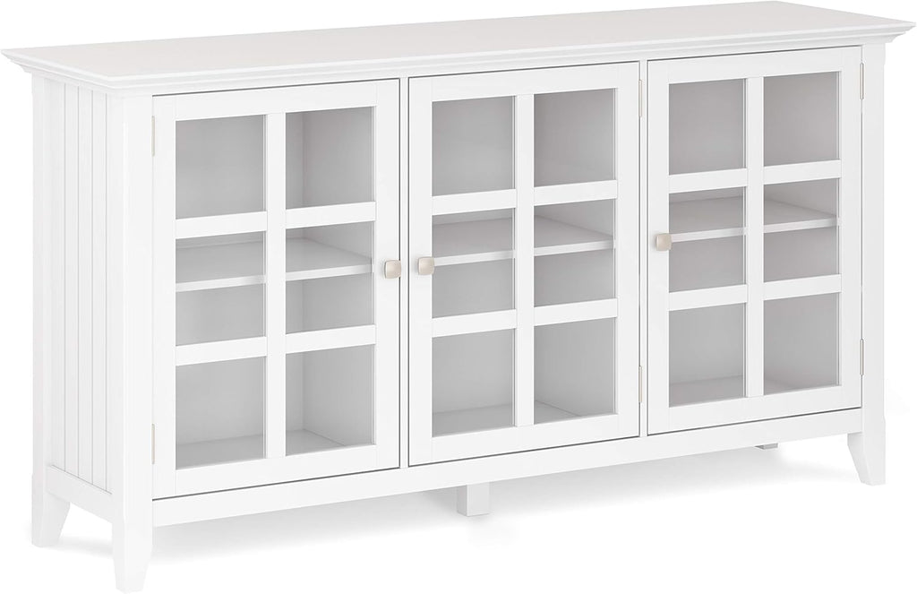 62 inch Wide Rustic Storage Cabinet with 3 Tempered Glass Doors L47294