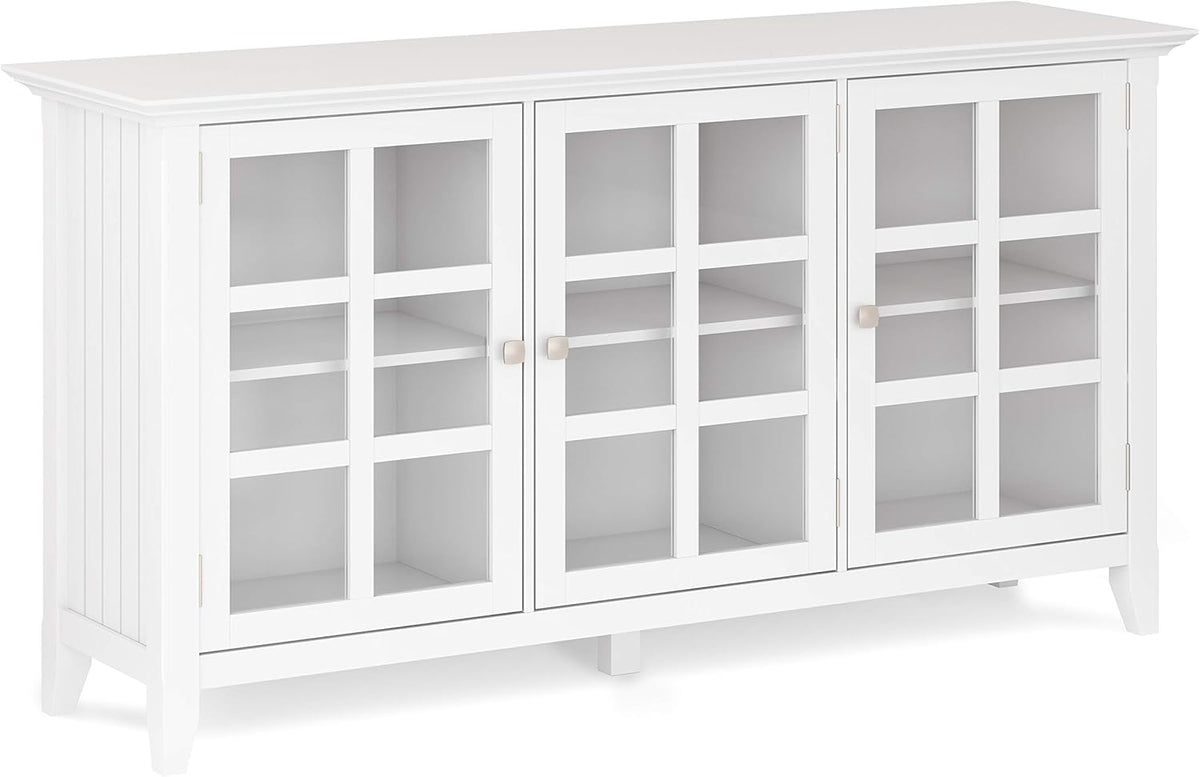 62 inch Wide Rustic Storage Cabinet with 3 Tempered Glass Doors L47294
