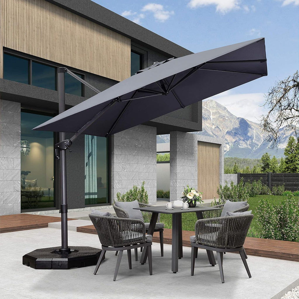10 Feet Beige Cantilever Square Patio Umbrella U2181