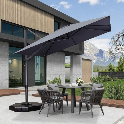 10 Feet Beige Cantilever Square Patio Umbrella U2181