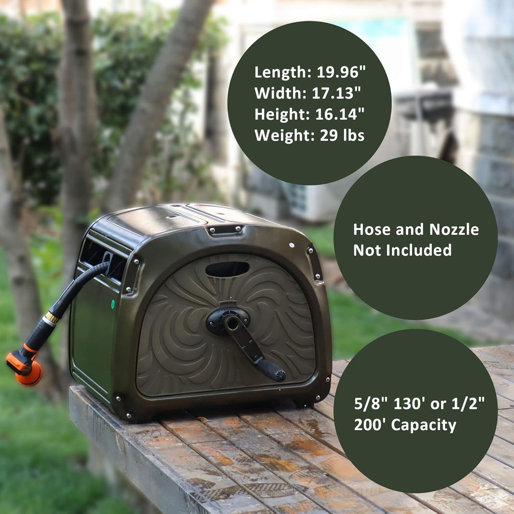 Metal Hose Reel Box with Crank Handle, 150ft Capacity X671351