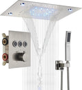 3 Functions Thermostatic Rain Shower Set with LED Shower Head Brushed Nickel Q3583