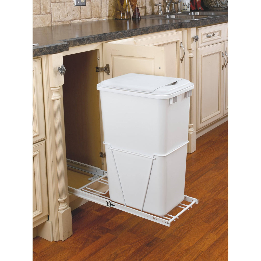 White Plastic Pull Out Trash Can L783