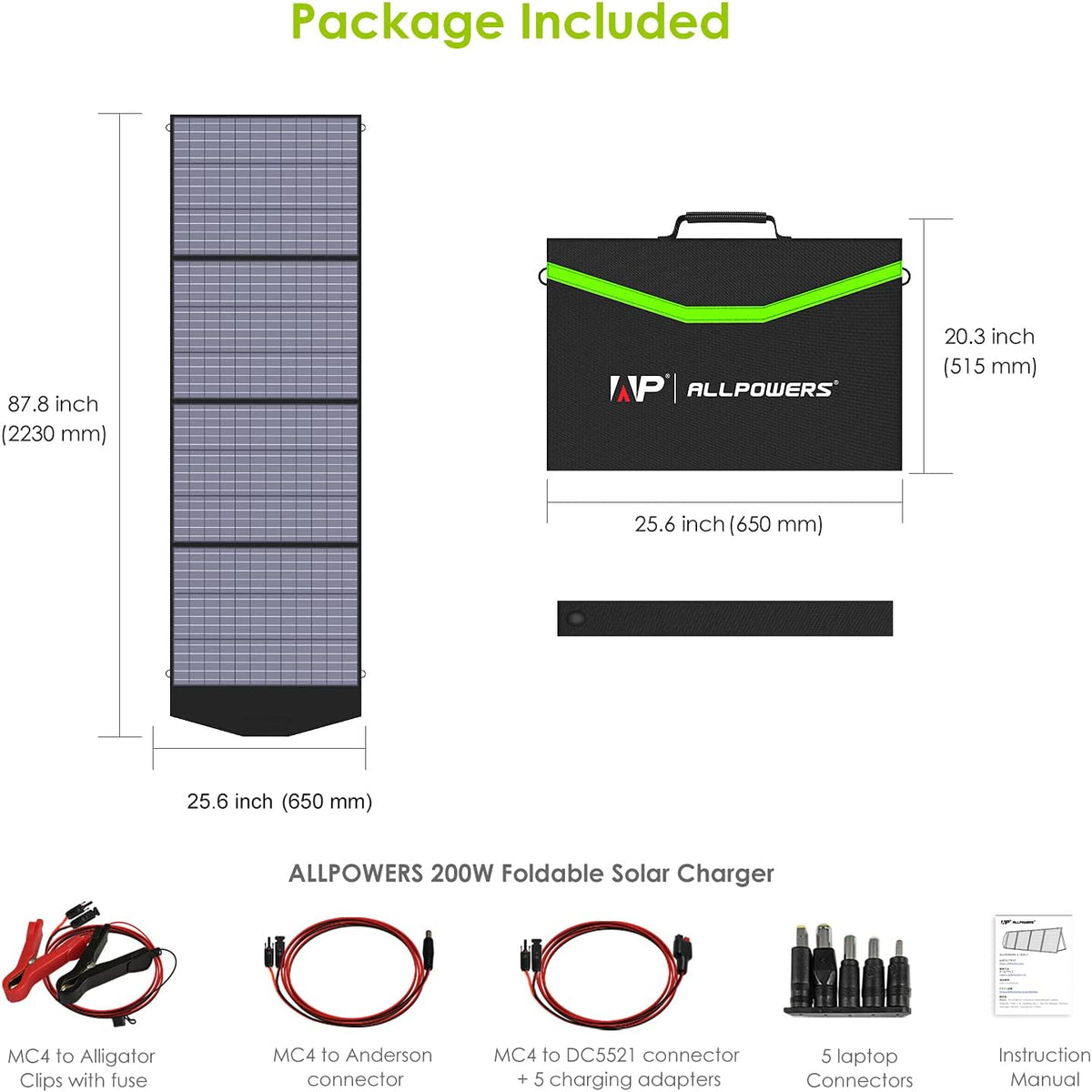 200W Portable Foldable Solar Panel Kit V89086