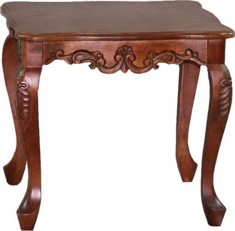 Carved Wood Square End Table O59850
