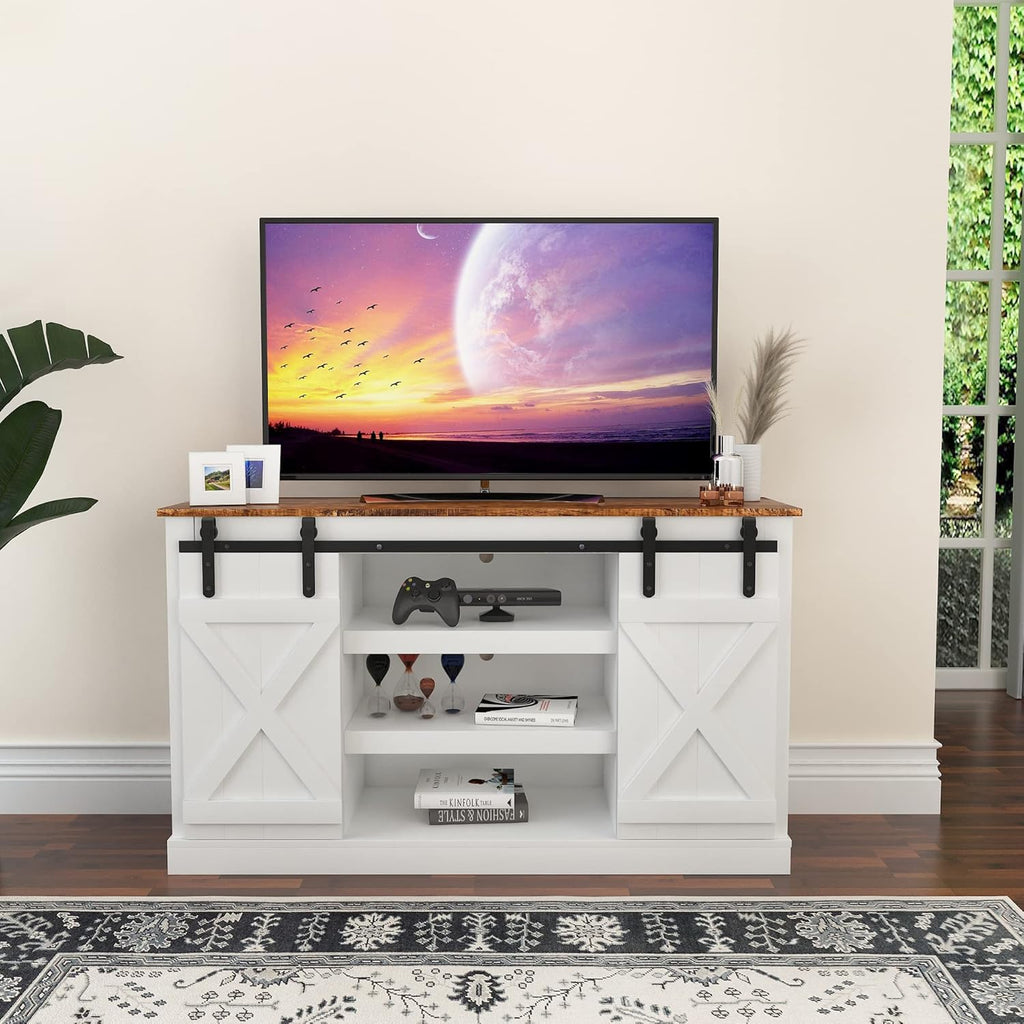 Modern Farmhouse Sliding Barn Door TV Stand up to 60 Inches G51033
