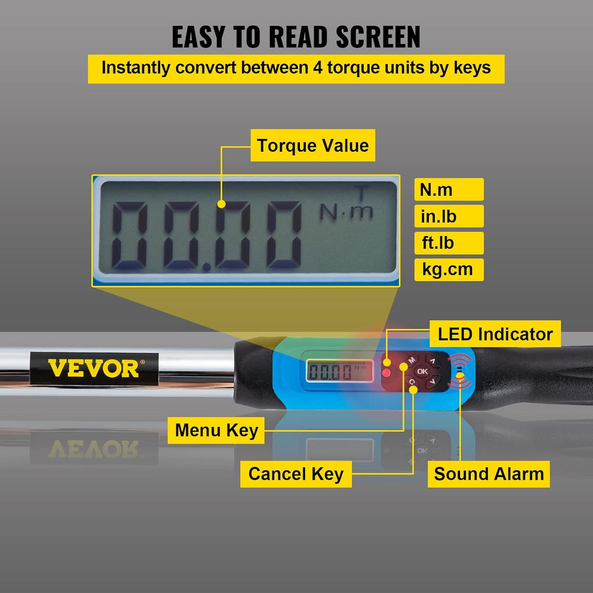 1/2 Drive Digital Torque Wrench 5-99.5 ft-lbs with Socket Set & Case I696233