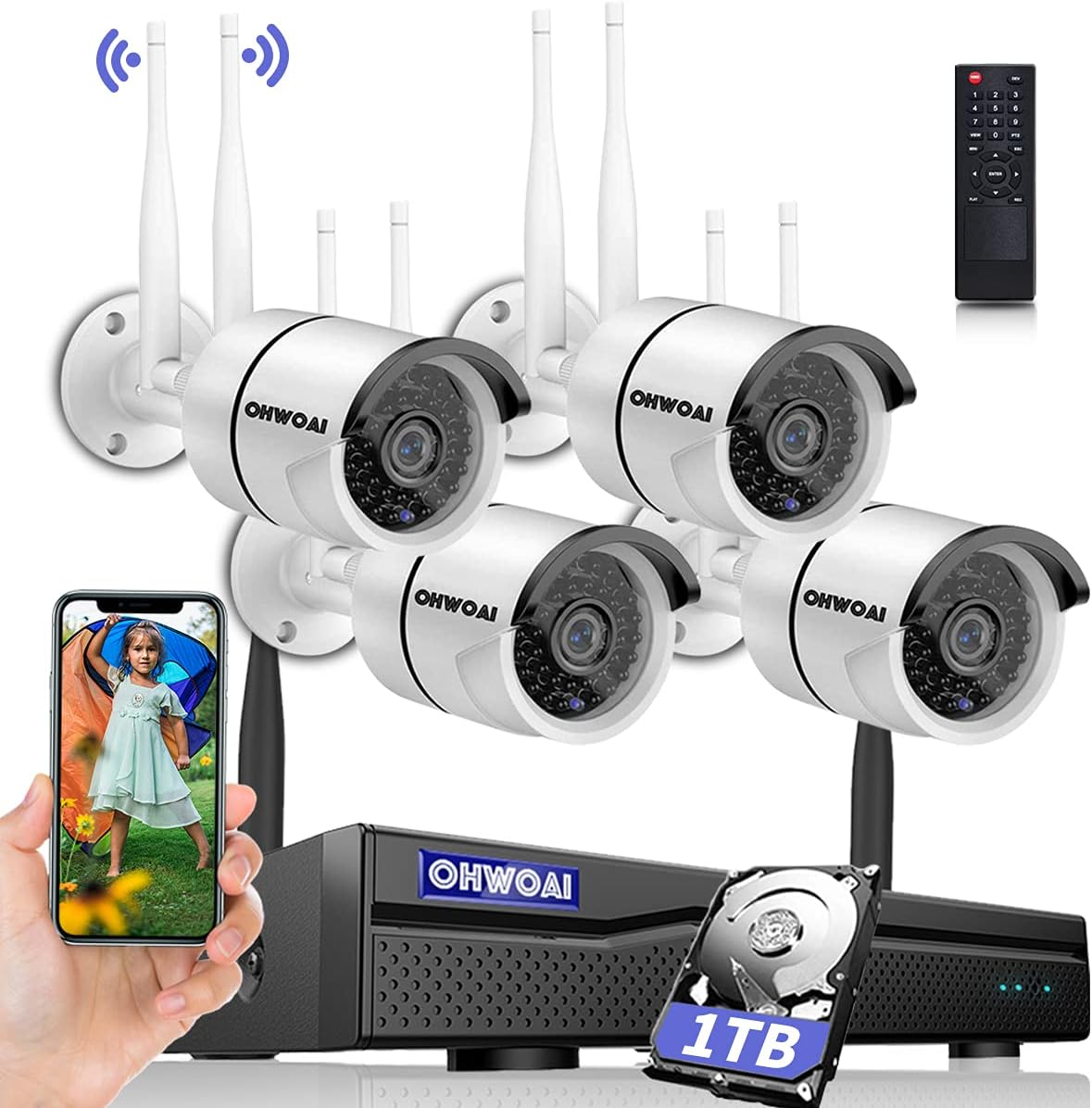 8 Channel 1080P Wireless Security Camera System with 1TB Hard Drive F80216