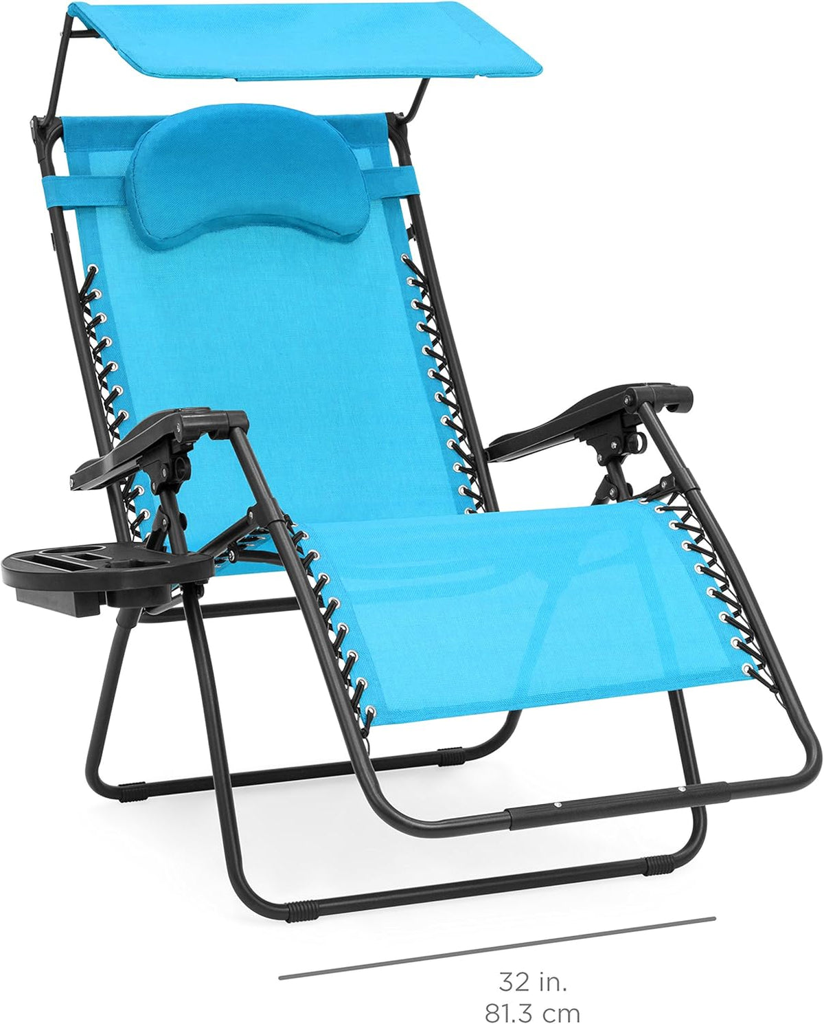 Oversized Steel Mesh Zero Gravity Reclining Lounge Chair with Canopy and Cup Holder U377777