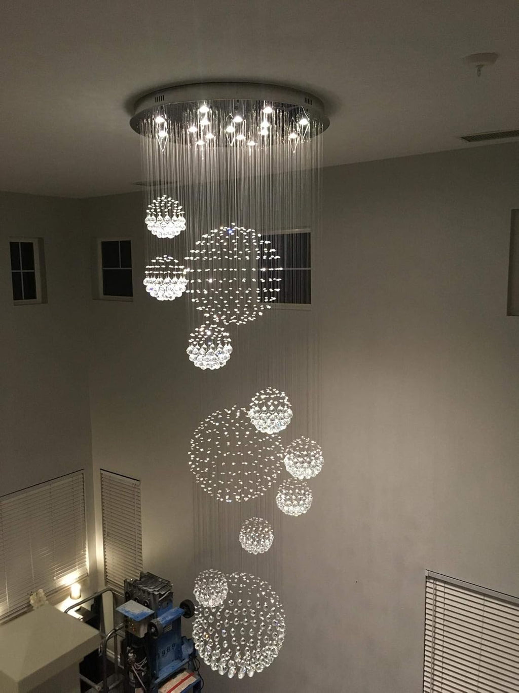 Modern Spiral Crystal Chandelier Large Flush Mount Ceiling Light Fixture A9515