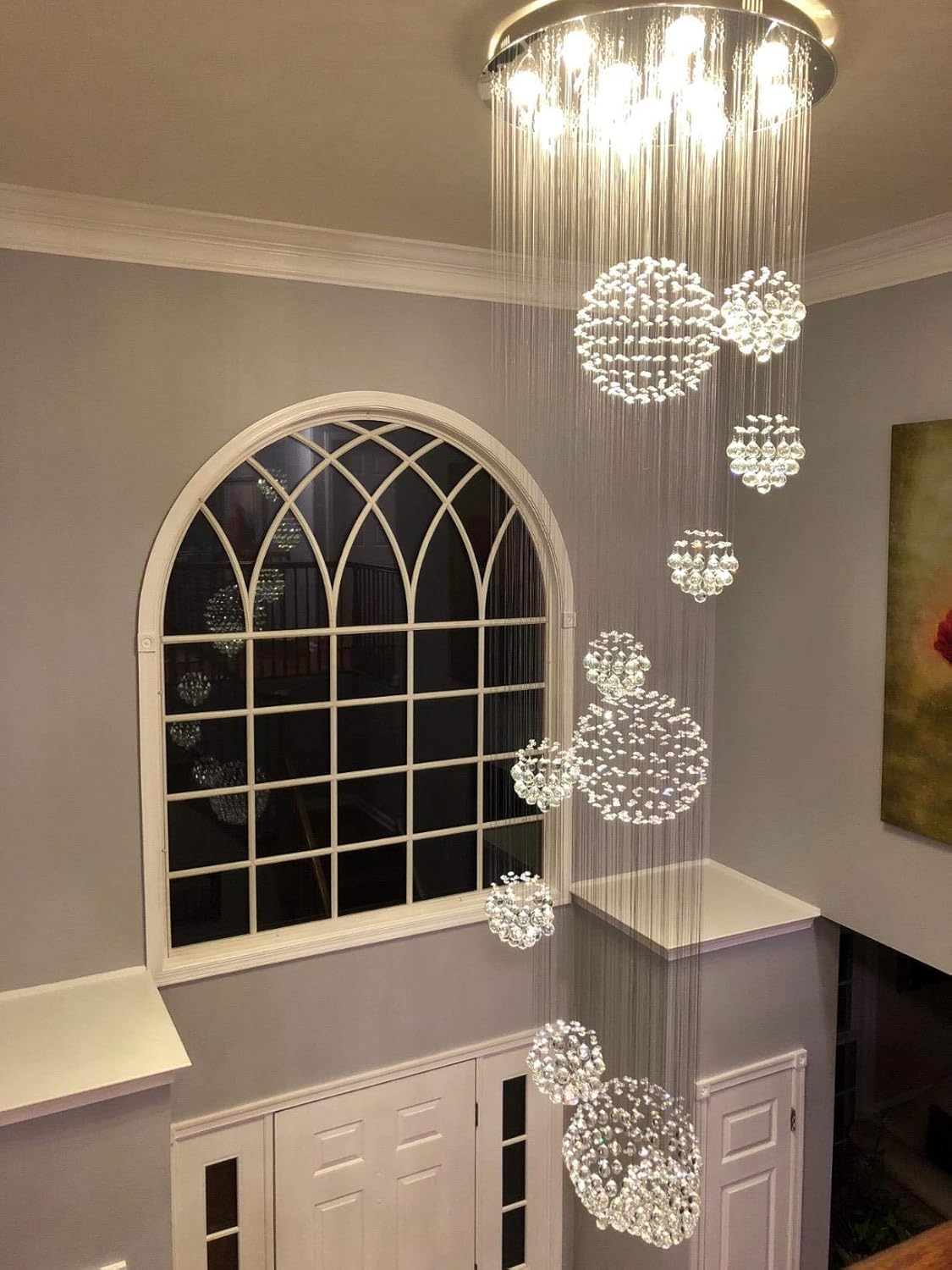 Modern Spiral Crystal Chandelier Large Flush Mount Ceiling Light Fixture A9515