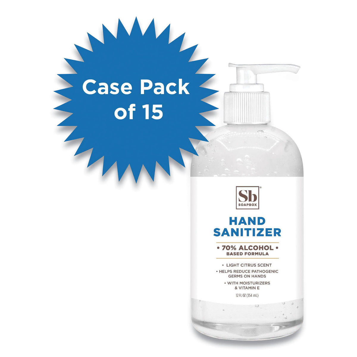 70% Alcohol Scented Hand Sanitizer 12 oz Pump Bottle Citrus W68952