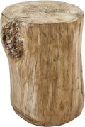 Faux Wood Stump Stool Accent Table Brown Set of 1 B574