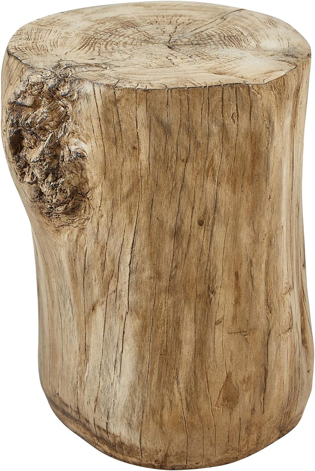 Faux Wood Stump Stool Accent Table Brown Set of 1 B574