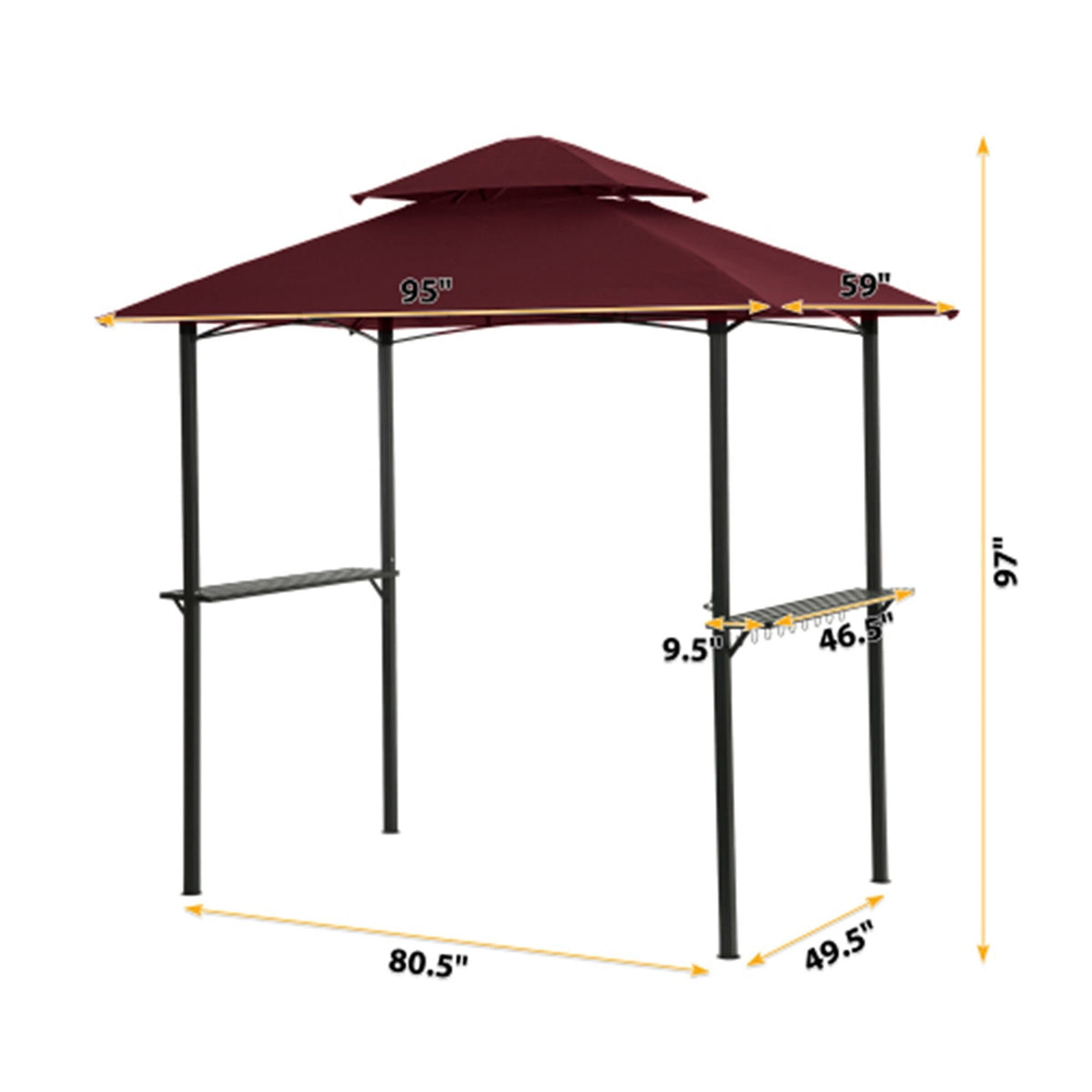 Outdoor Grill Gazebo 8 x 5 ft Double Tier Canopy U939
