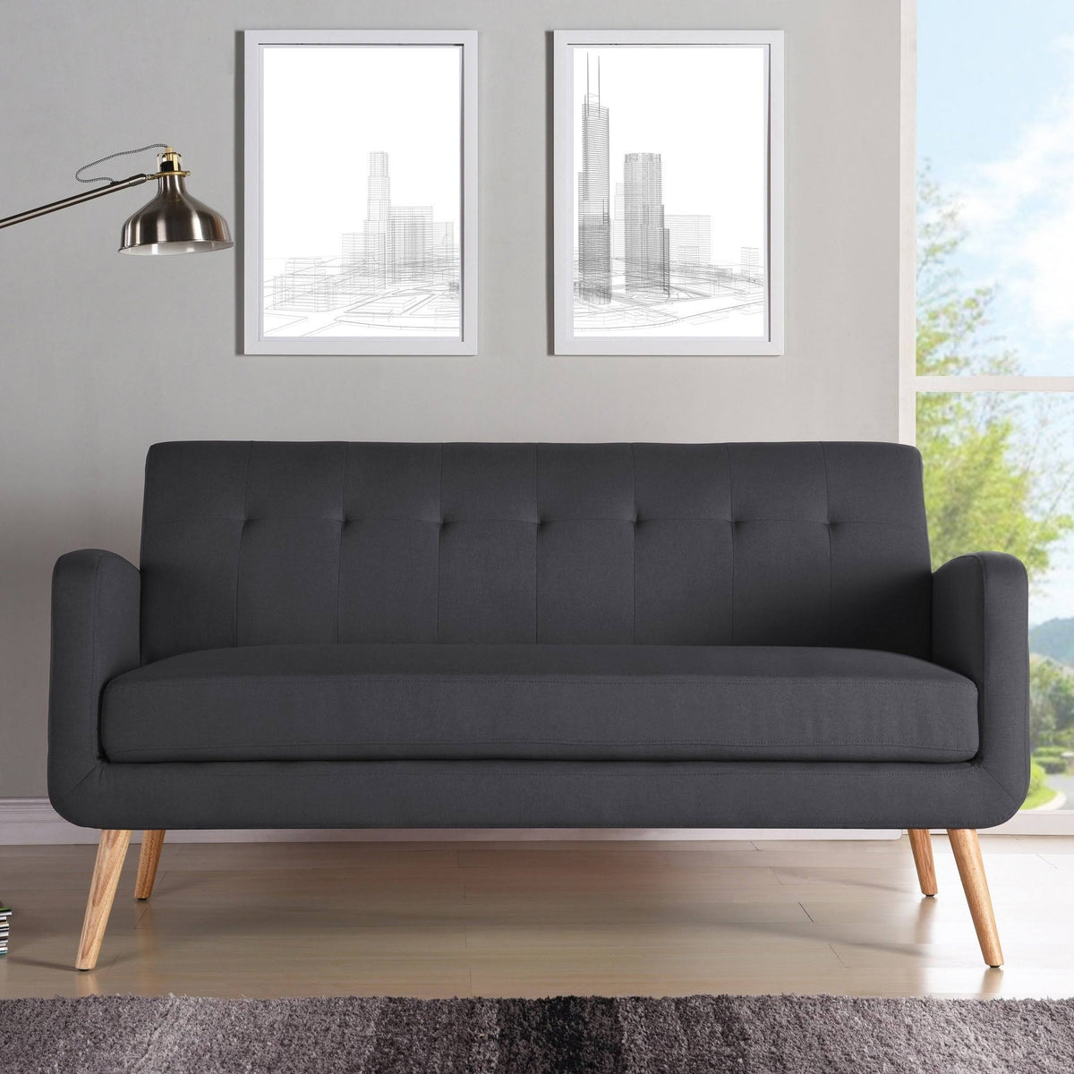 Charcoal Linen Armless Sofa L30841