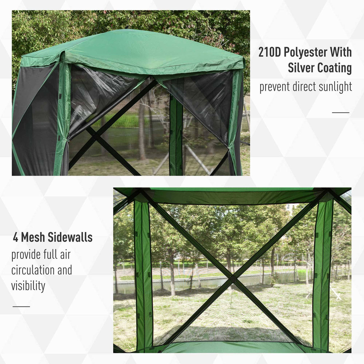 7x7 Pop Up Camping Canopy Tent with Mesh Screen Green M79526
