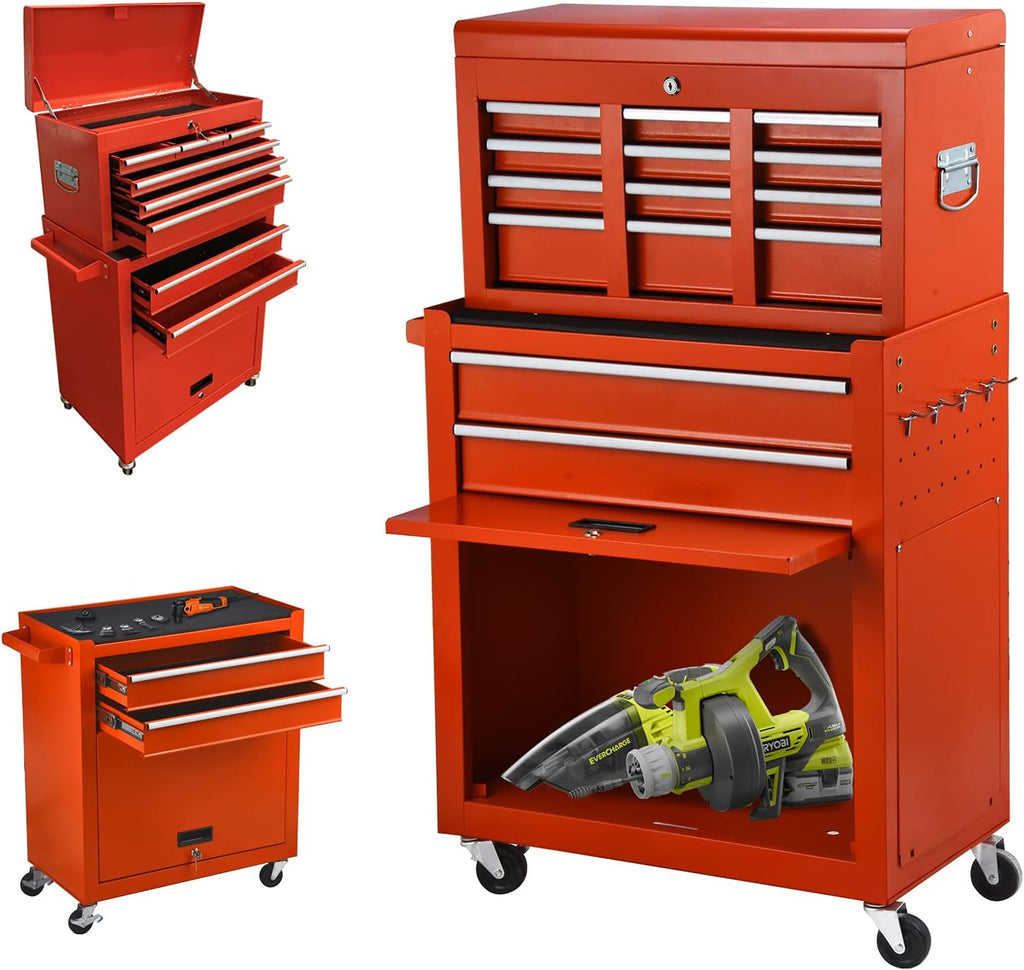 Black 8 Drawer Rolling Tool Chest with Lock R745