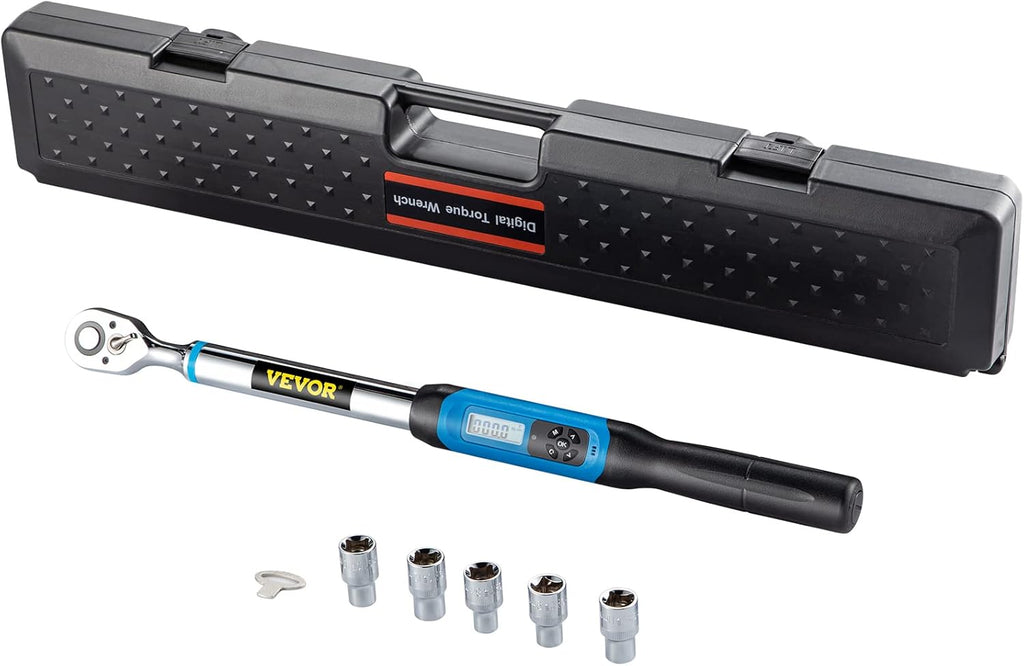 1/2 Drive Digital Torque Wrench 5-99.5 ft-lbs with Socket Set & Case I696233