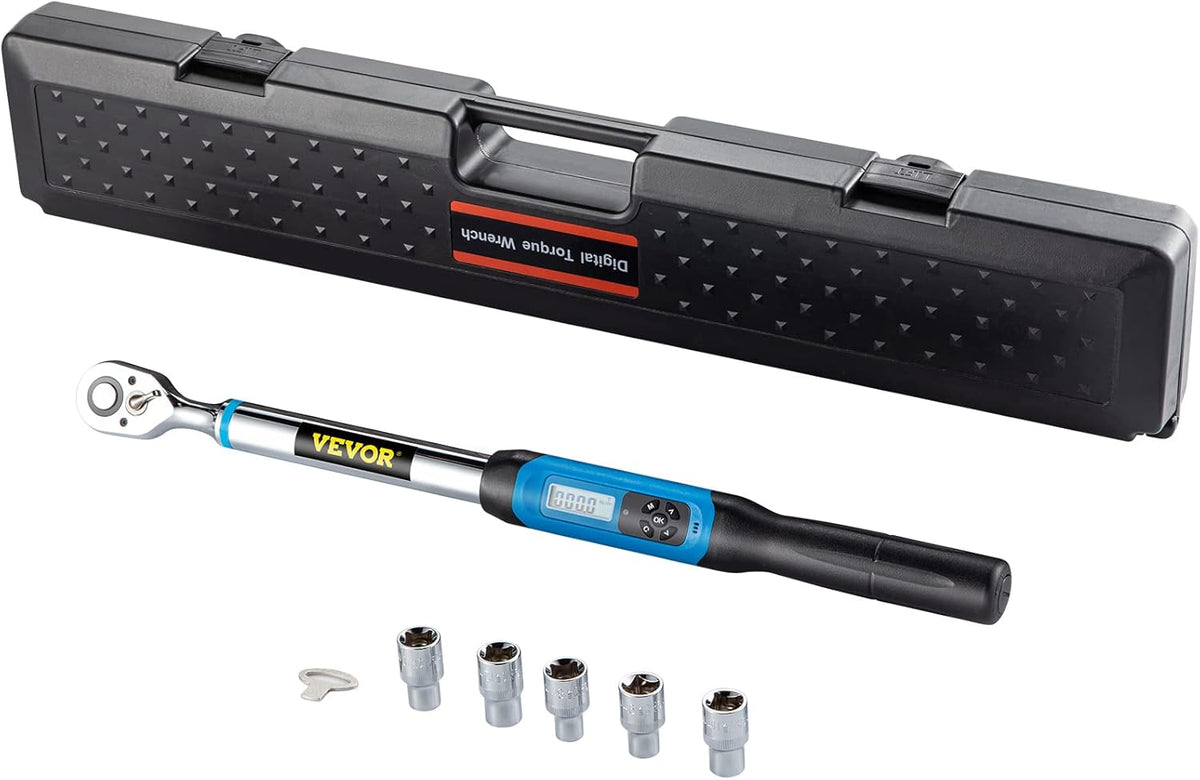 1/2 Drive Digital Torque Wrench 5-99.5 ft-lbs with Socket Set & Case I696233
