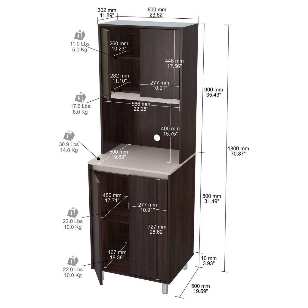 4-Door Cabinet with Open Space O5572