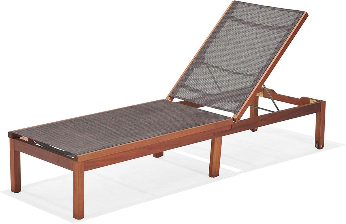 Black Eucalyptus Wood Patio Sling Lounger Q6948