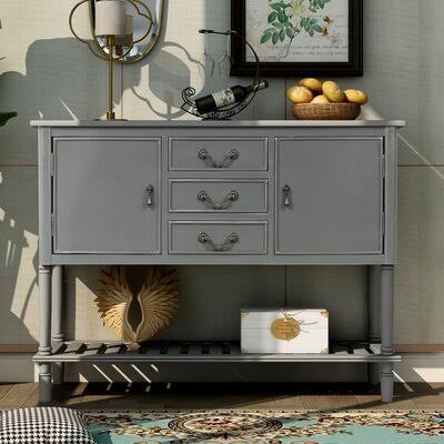 Gray Console Table with 3 Drawers O5347