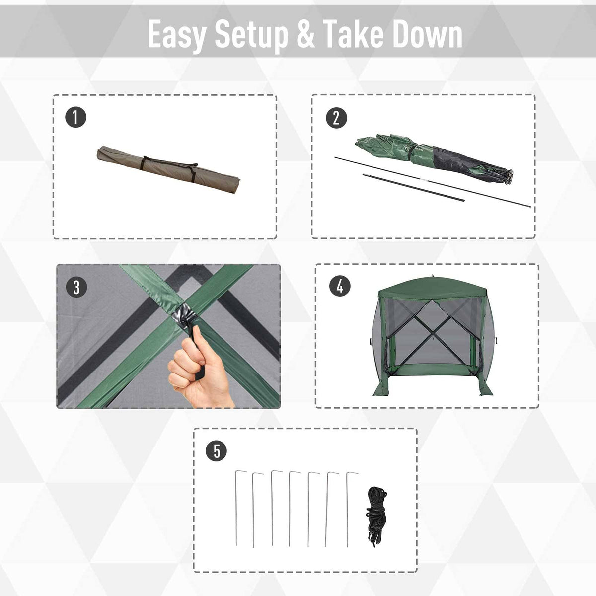 7x7 Pop Up Camping Canopy Tent with Mesh Screen Green M79526